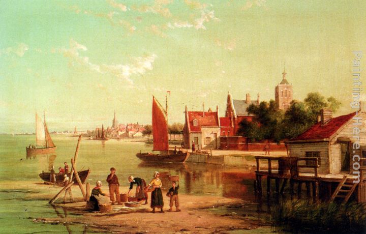 On The River Amstel, Amsterdam, Holland painting - William Raymond Dommersen On The River Amstel, Amsterdam, Holland art painting